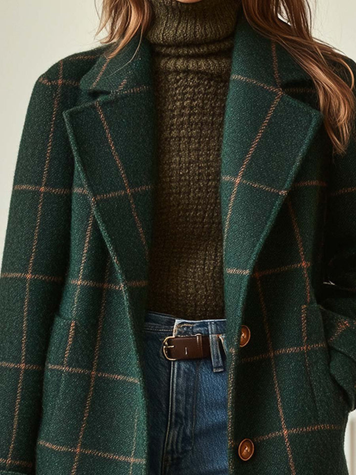 Trixie | Women’s plaid tweed coat with lapel collar and tailored silhouette