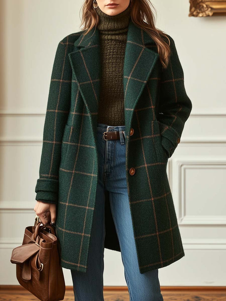 Trixie | Women’s plaid tweed coat with lapel collar and tailored silhouette