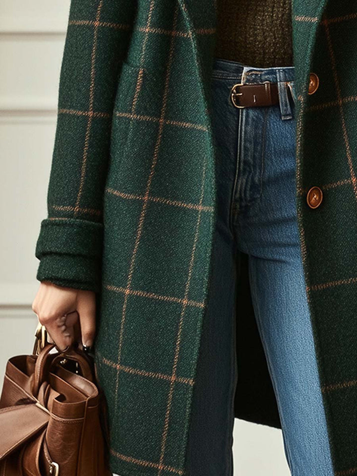 Trixie | Women’s plaid tweed coat with lapel collar and tailored silhouette