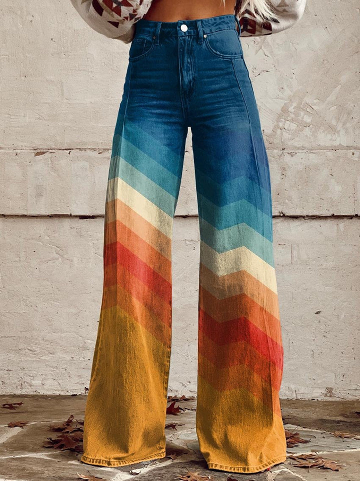 Saanvi | Women's chevron print flared pants