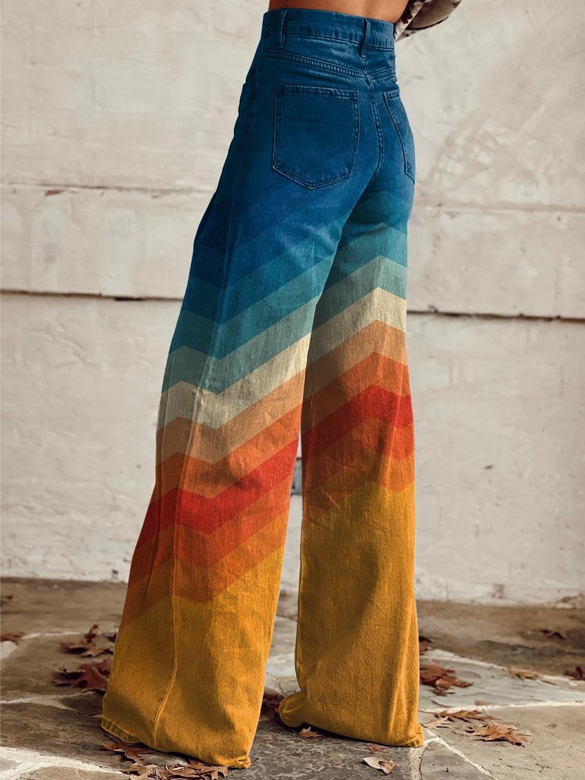 Saanvi | Women's chevron print flared pants