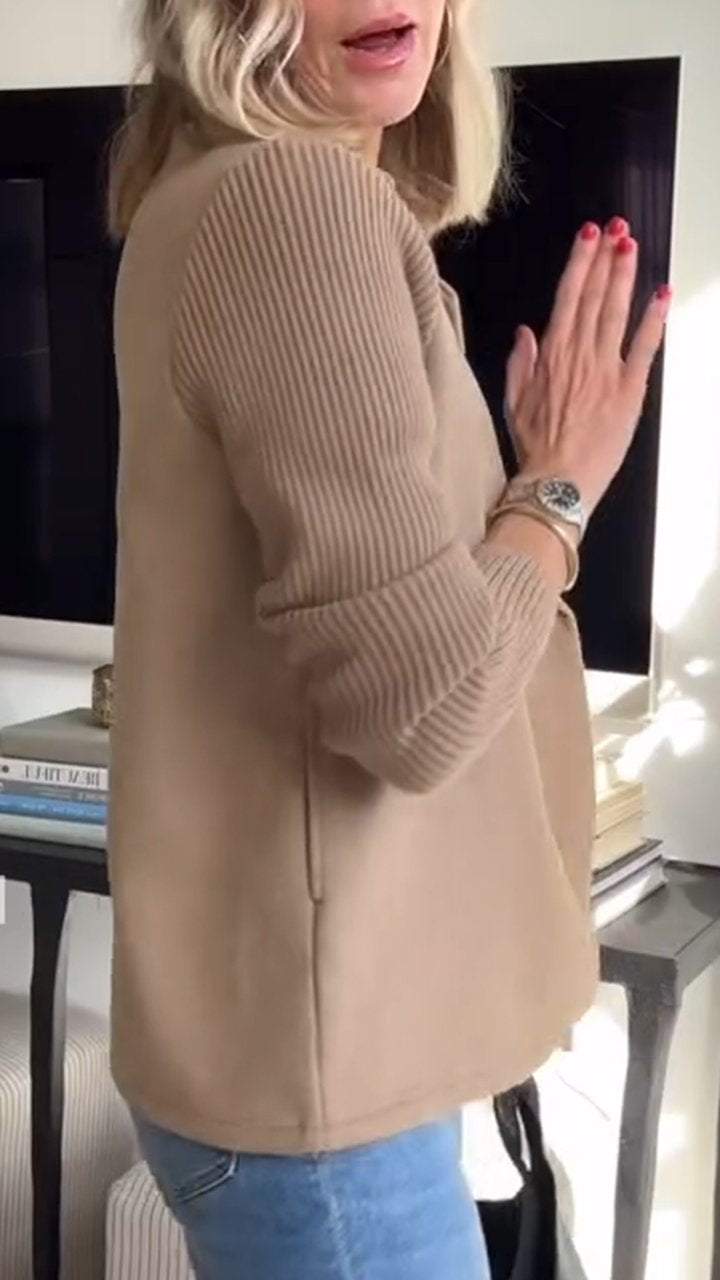 Devine | Women’s double-breasted knit sleeve blazer with structured lapel