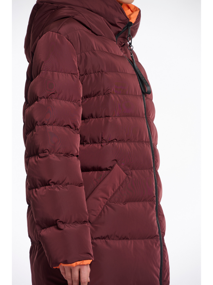 Alyssa | Women’s reversible long puffer coat with hood