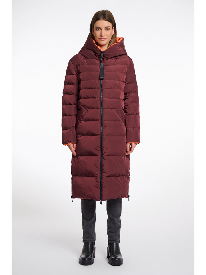 Alyssa | Women’s reversible long puffer coat with hood