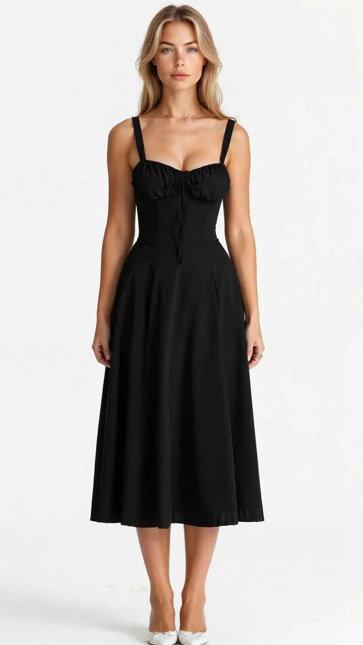 Sophie | Women's corset-style midi dress with sweetheart neckline