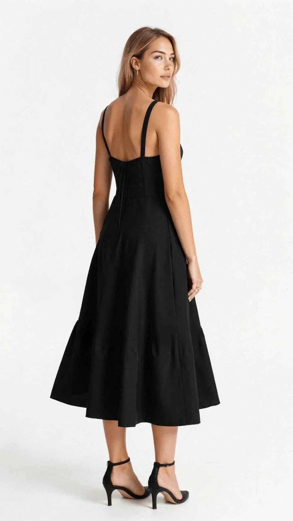 Sophie | Women's corset-style midi dress with sweetheart neckline