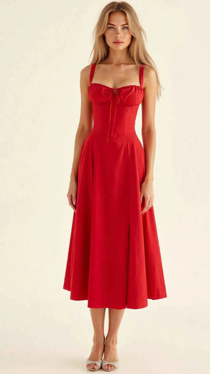 Sophie | Women's corset-style midi dress with sweetheart neckline