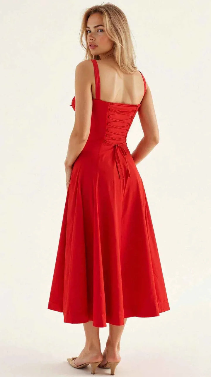 Sophie | Women's corset-style midi dress with sweetheart neckline