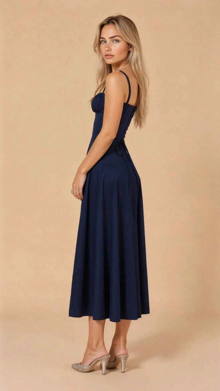 Sophie | Women's corset-style midi dress with sweetheart neckline