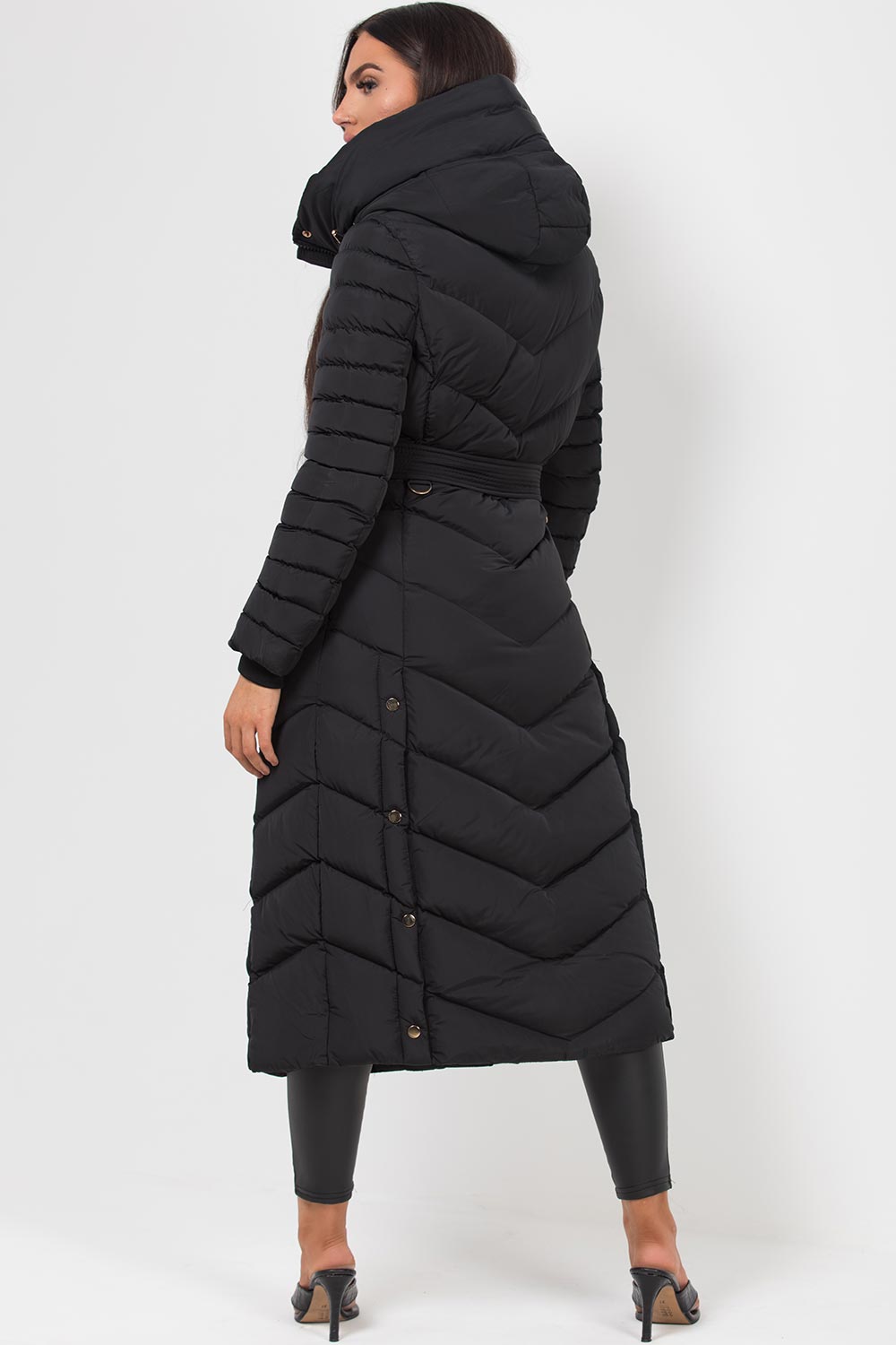Lara | Women’s longline belted puffer coat with hood