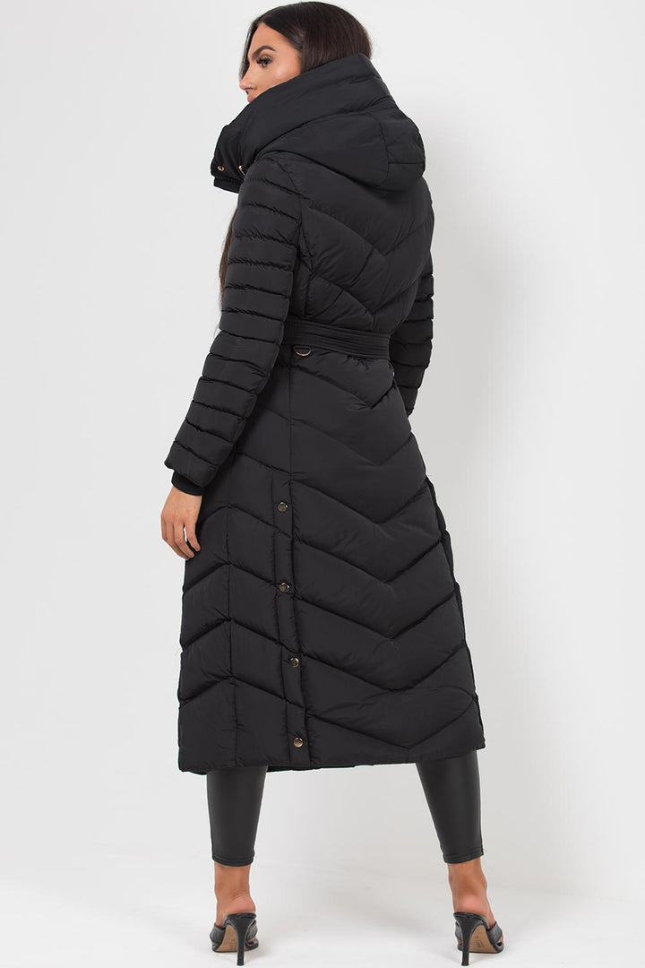 Lara | Women’s longline belted puffer coat with hood