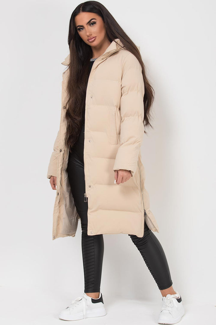 Shovie | Women’s long puffer coat with side zip
