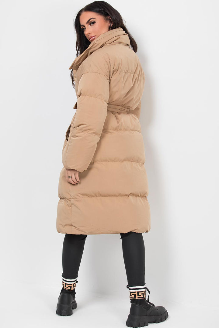 Carla | Women’s long padded puffer coat with waist belt