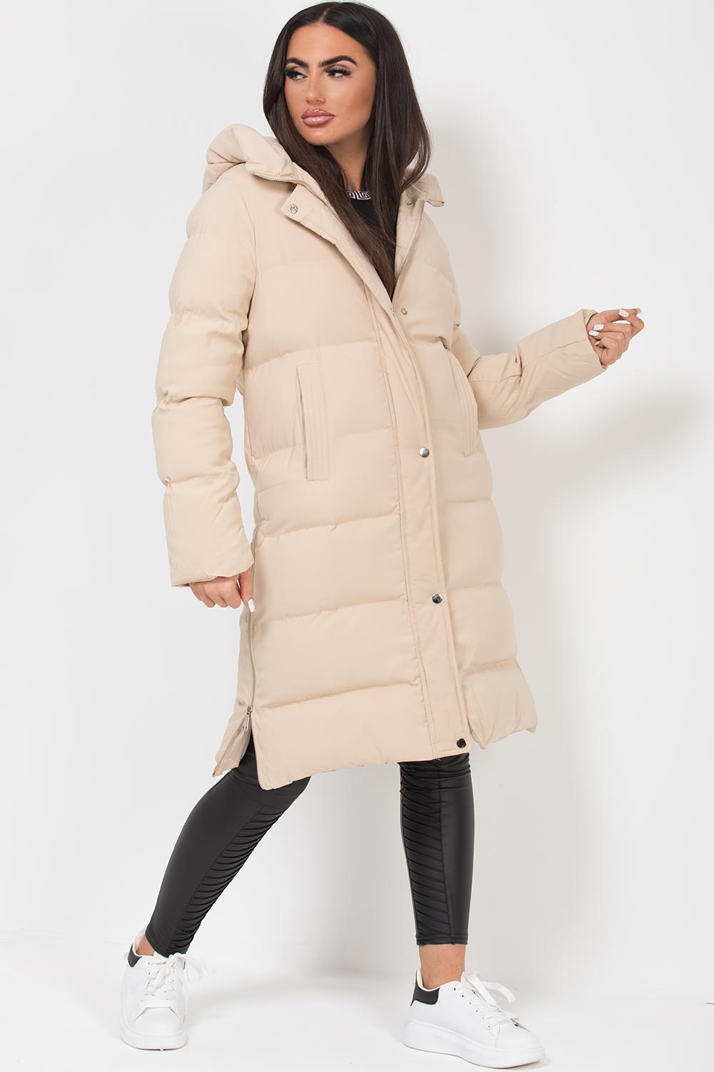 Shovie | Women’s long puffer coat with side zip