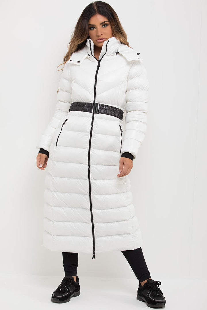 Odessa | Women’s hooded longline belted puffer coat