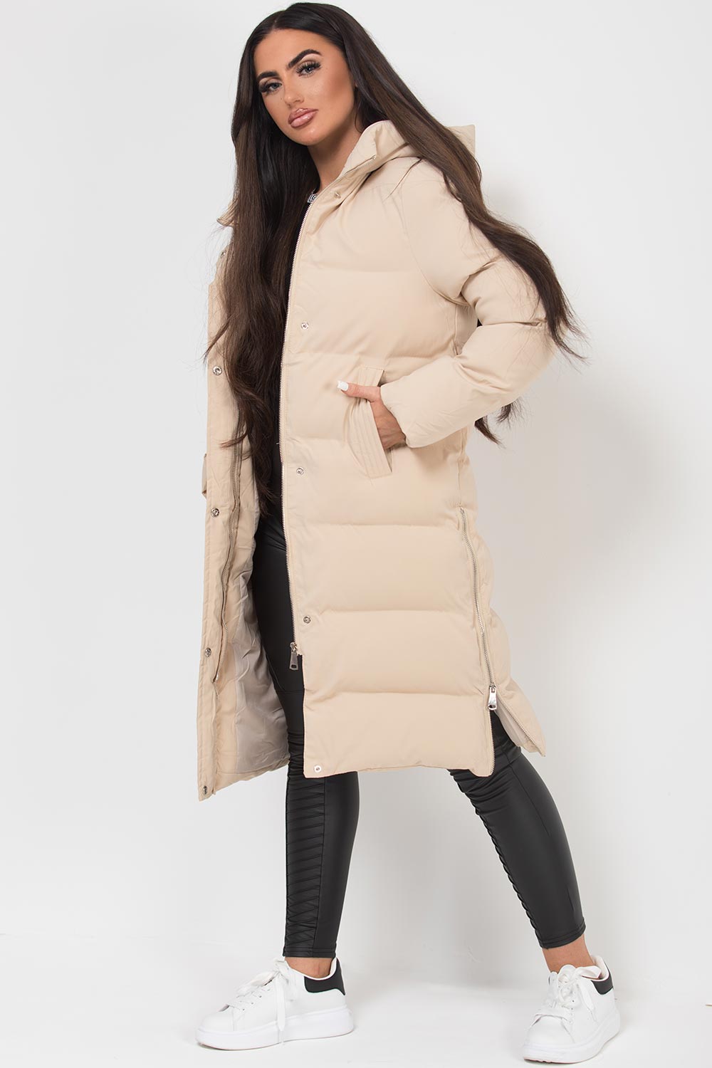 Shovie | Women’s long puffer coat with side zip