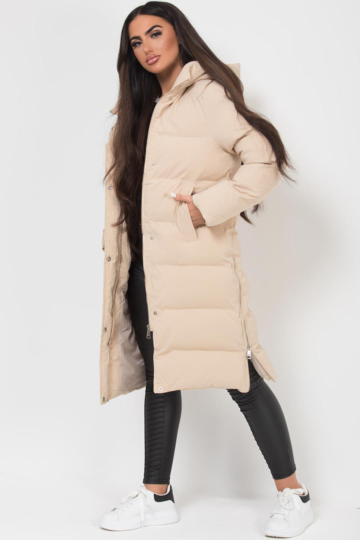 Shovie | Women’s long puffer coat with side zip