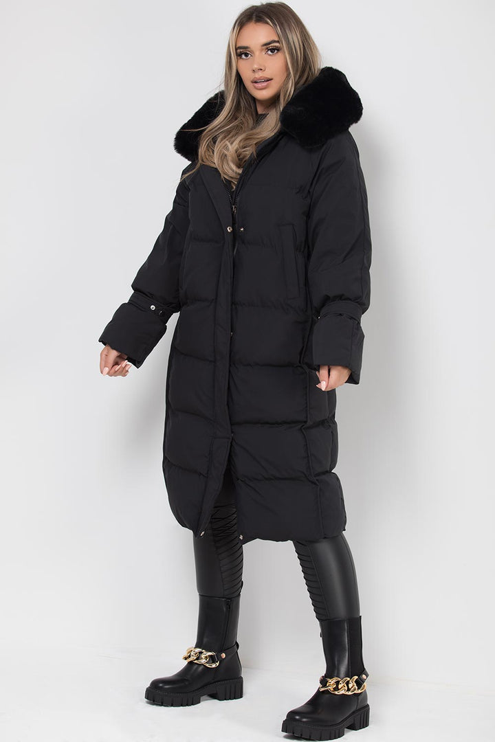 Aya | Women’s longline faux fur hood puffer coat