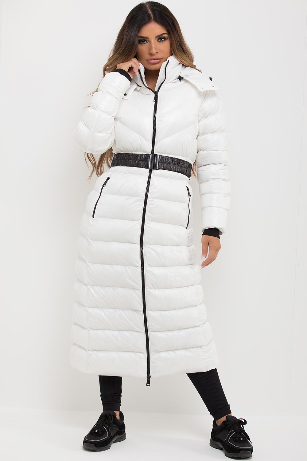Aylin | Women’s longline hooded puffer coat with belt