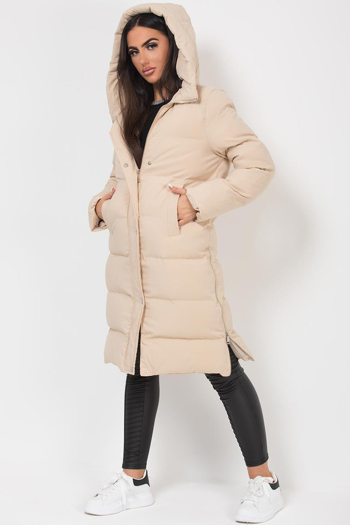 Shovie | Women’s long puffer coat with side zip