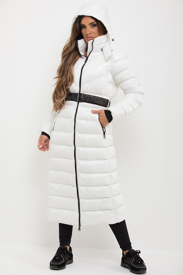 Aylin | Women’s longline hooded puffer coat with belt