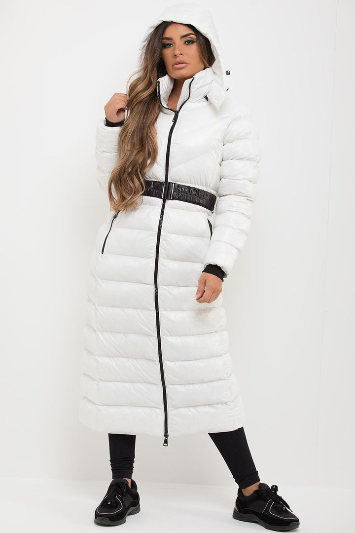 Odessa | Women’s hooded longline belted puffer coat