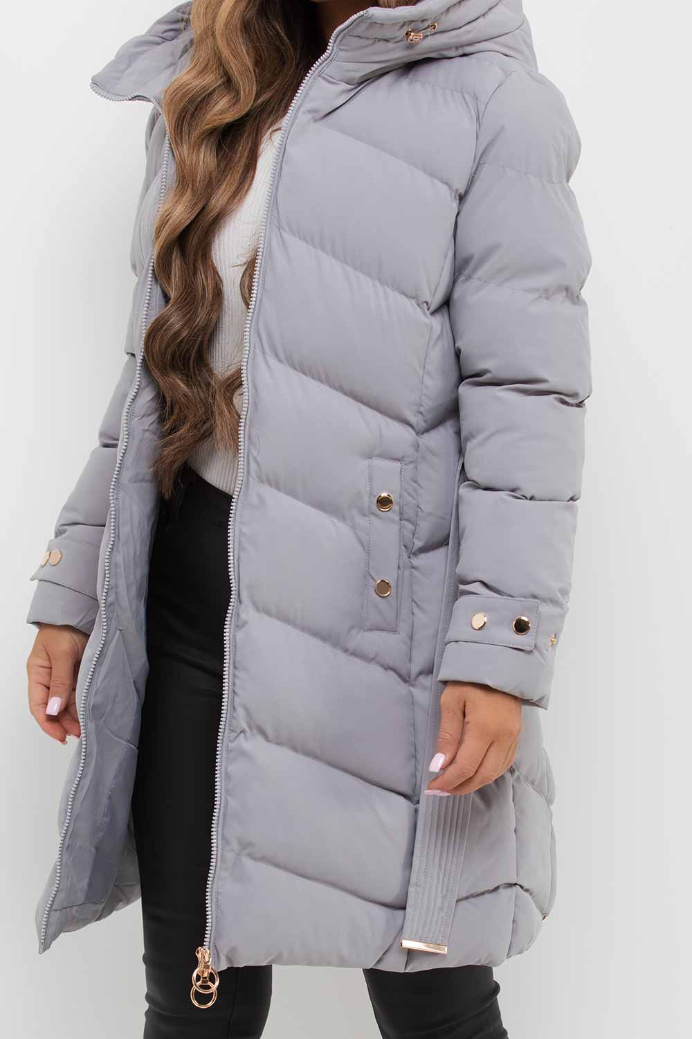 Lilia | Women’s long puffer coat with belt and hood