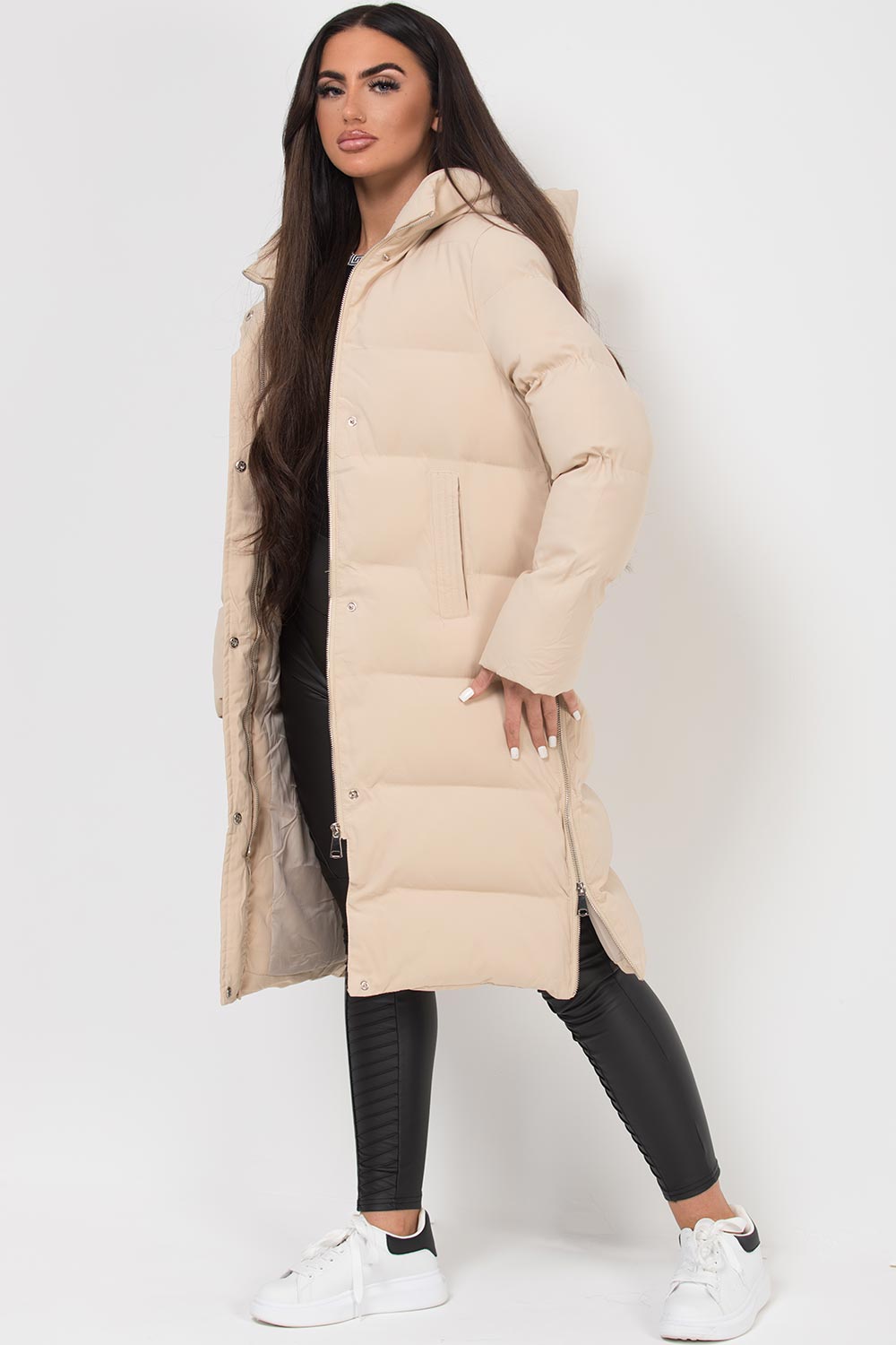 Shovie | Women’s long puffer coat with side zip