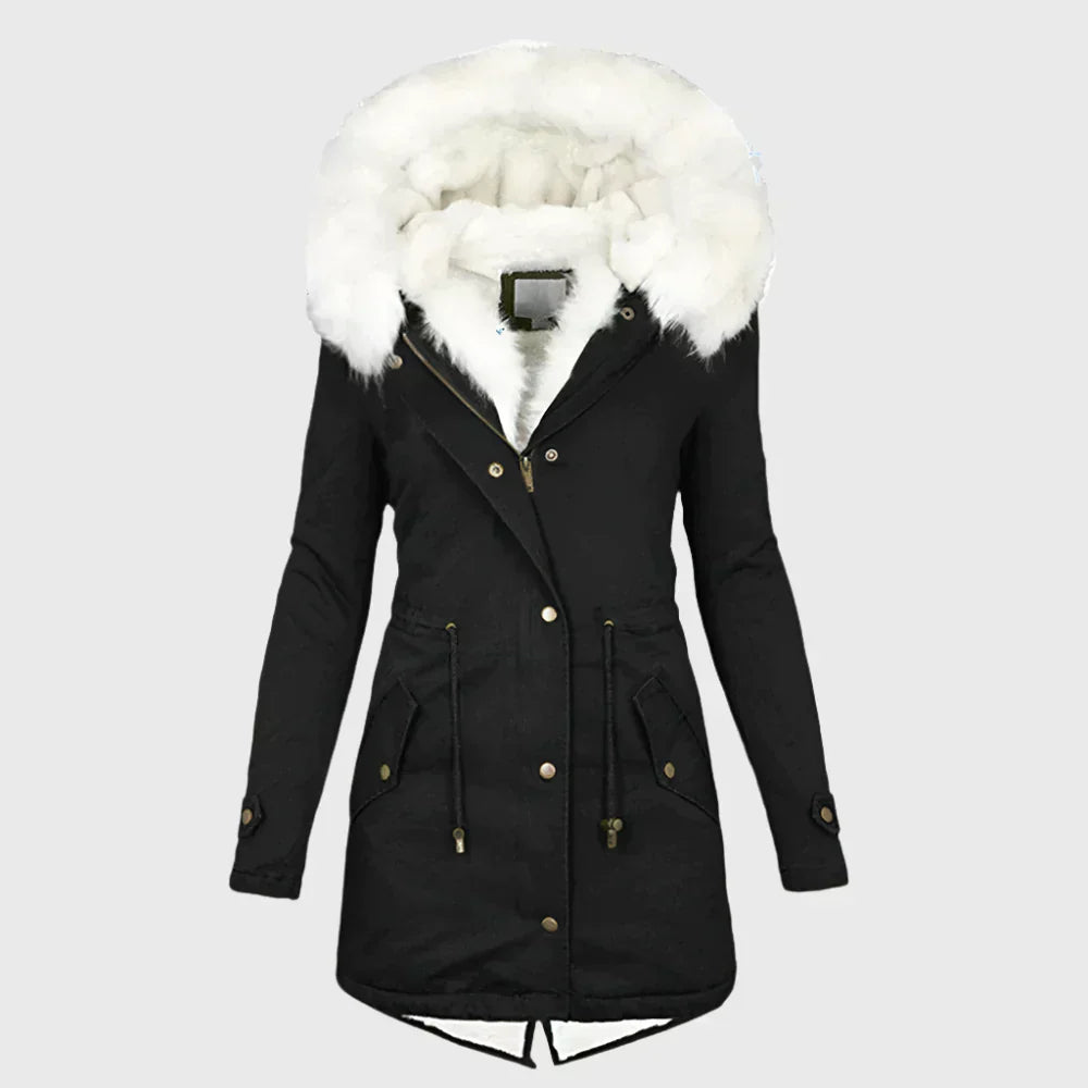 Rana | Women’s plus-size padded jacket with faux fur hood