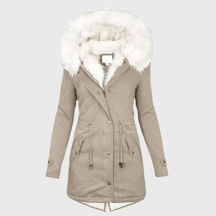 Rana | Women’s plus-size padded jacket with faux fur hood