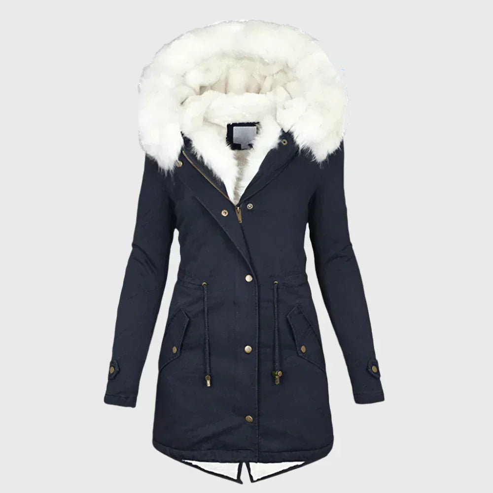 Rana | Women’s plus-size padded jacket with faux fur hood