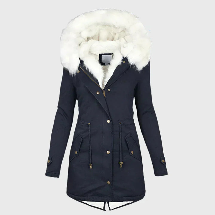 Rana | Women’s plus-size padded jacket with faux fur hood