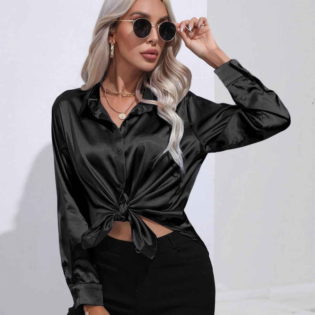 Giulia | Shiny blouse with a glossy finish for elegant styling