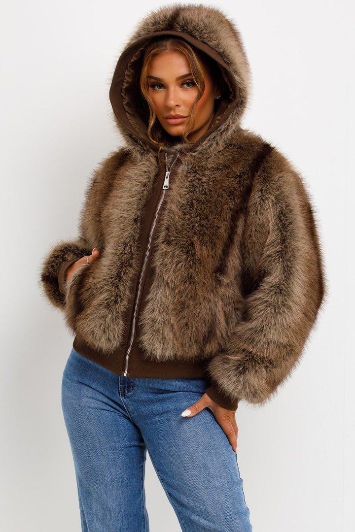 Natalie | Women’s hooded faux fur jacket