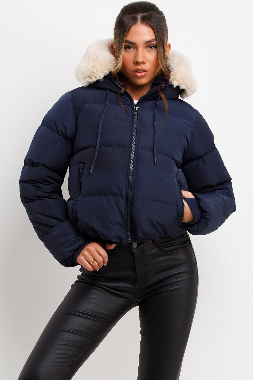 Nadia | Women's puffer jacket with faux fur hood