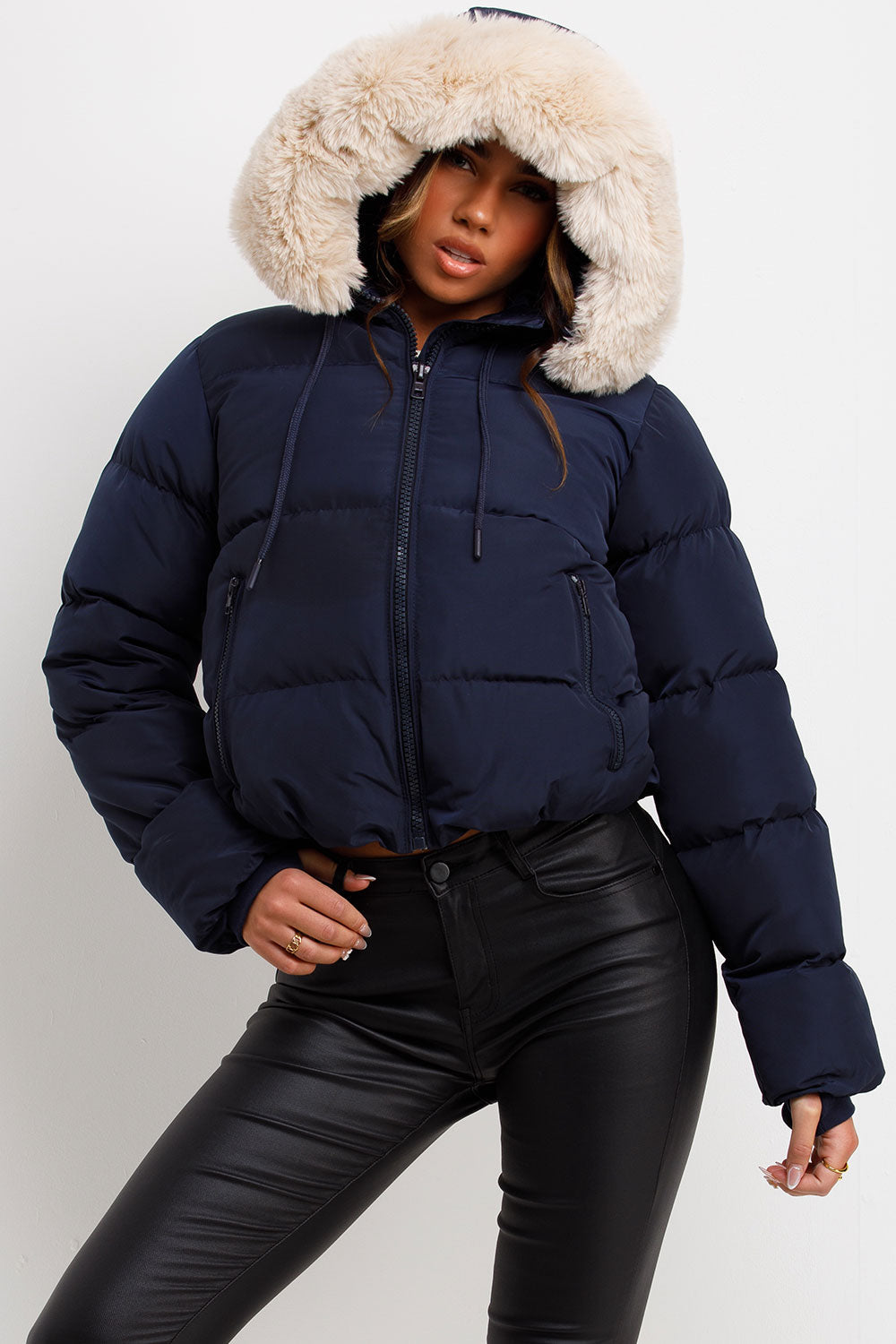 Nadia | Women's puffer jacket with faux fur hood