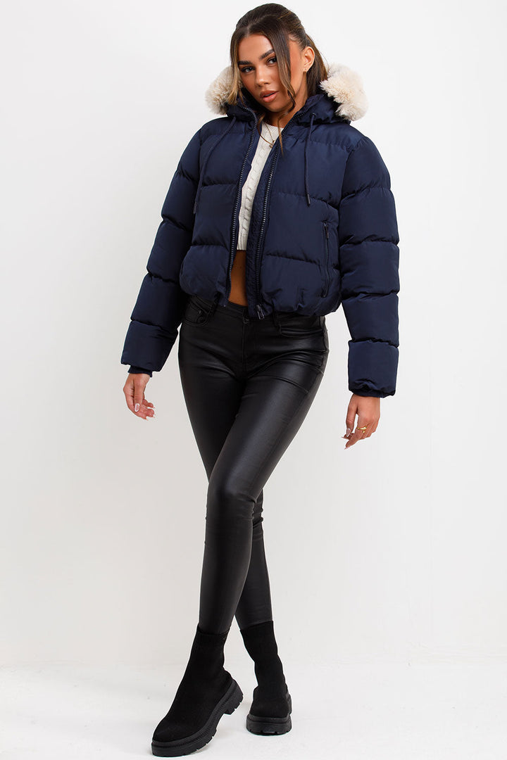 Nadia | Women's puffer jacket with faux fur hood