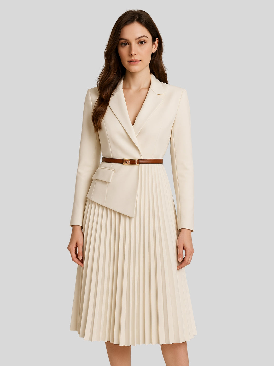 Vera | Women’s slim suit dress with belt and button closure