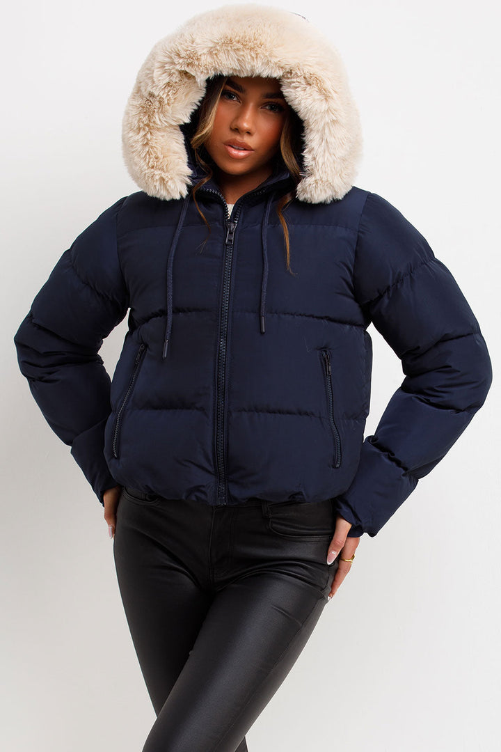 Nadia | Women's puffer jacket with faux fur hood