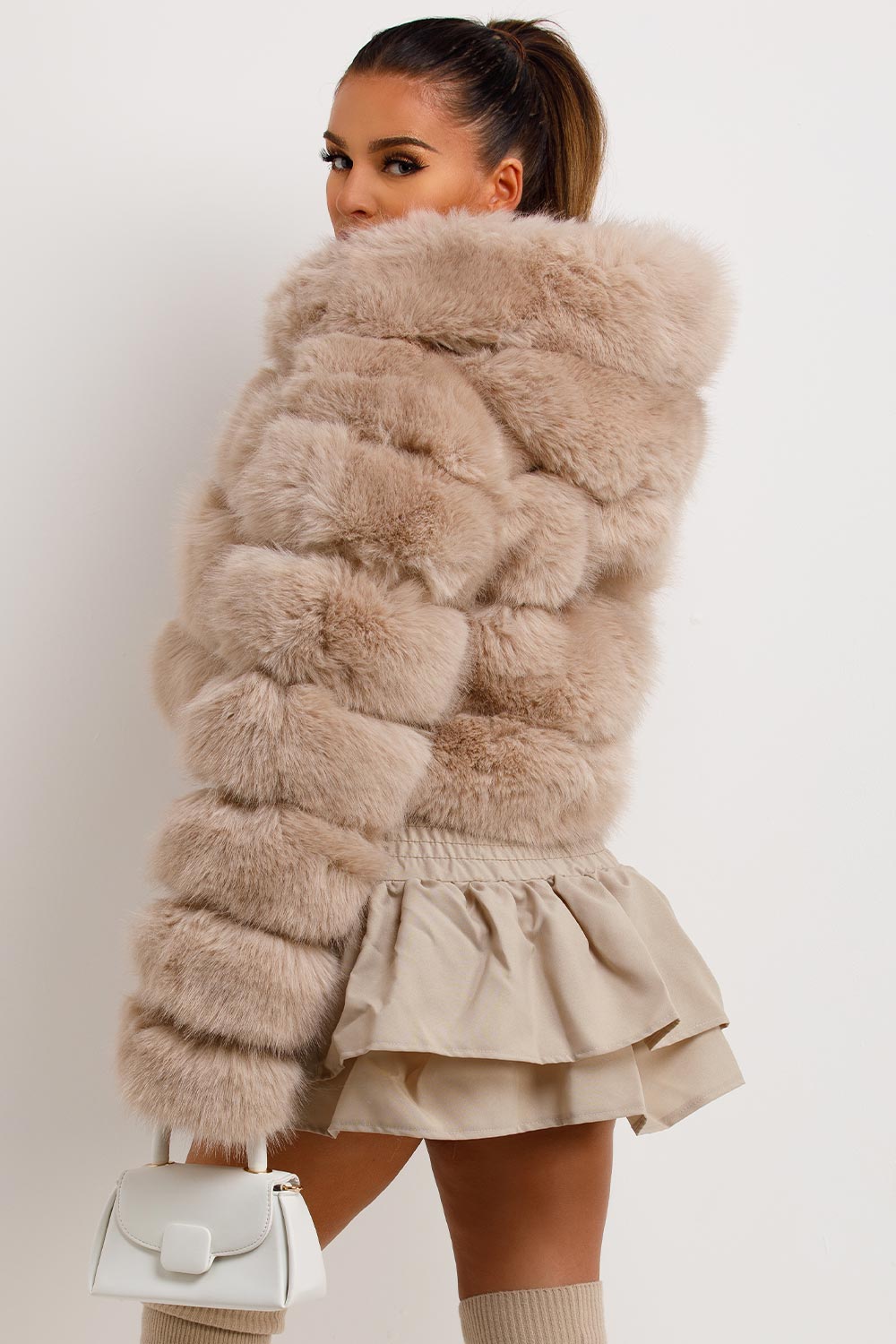 Andi | Women’s plush faux fur hooded cropped jacket