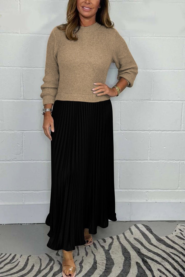 Viv | Women’s knitted sweater with cable pattern and folded collar