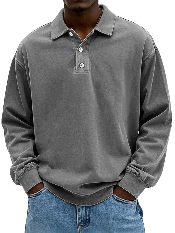 Mark | Men’s long-sleeve polo shirt with classic collar and straight fit