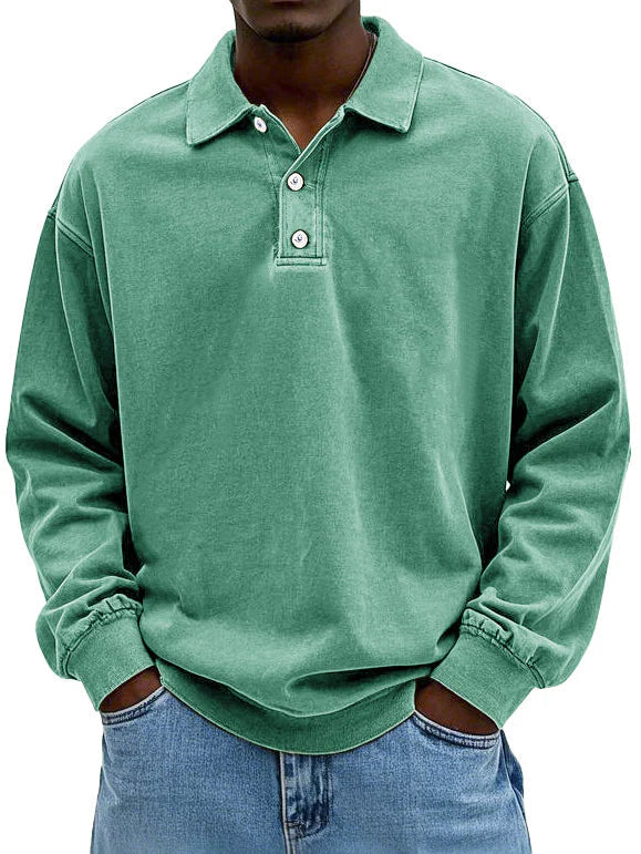Mark | Men’s long-sleeve polo shirt with classic collar and straight fit