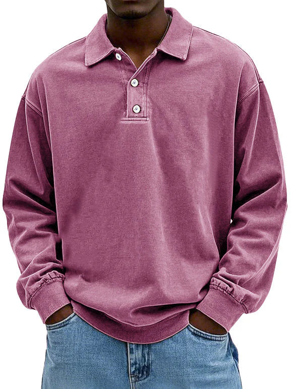 Mark | Men’s long-sleeve polo shirt with classic collar and straight fit