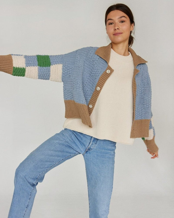 Isabela | Women’s color block crochet knit jacket
