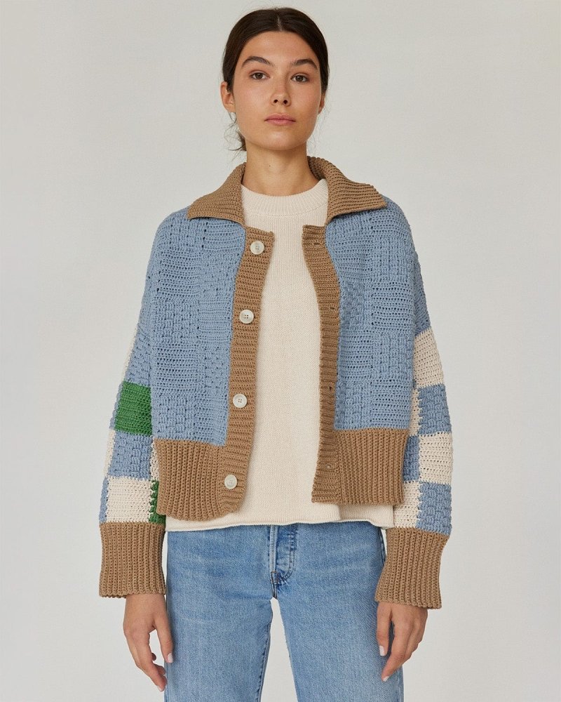 Isabela | Women’s color block crochet knit jacket
