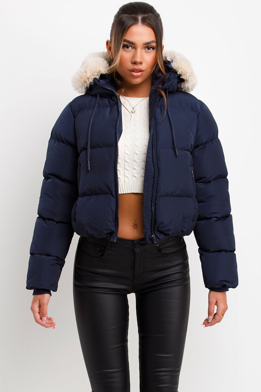 Nadia | Women's puffer jacket with faux fur hood