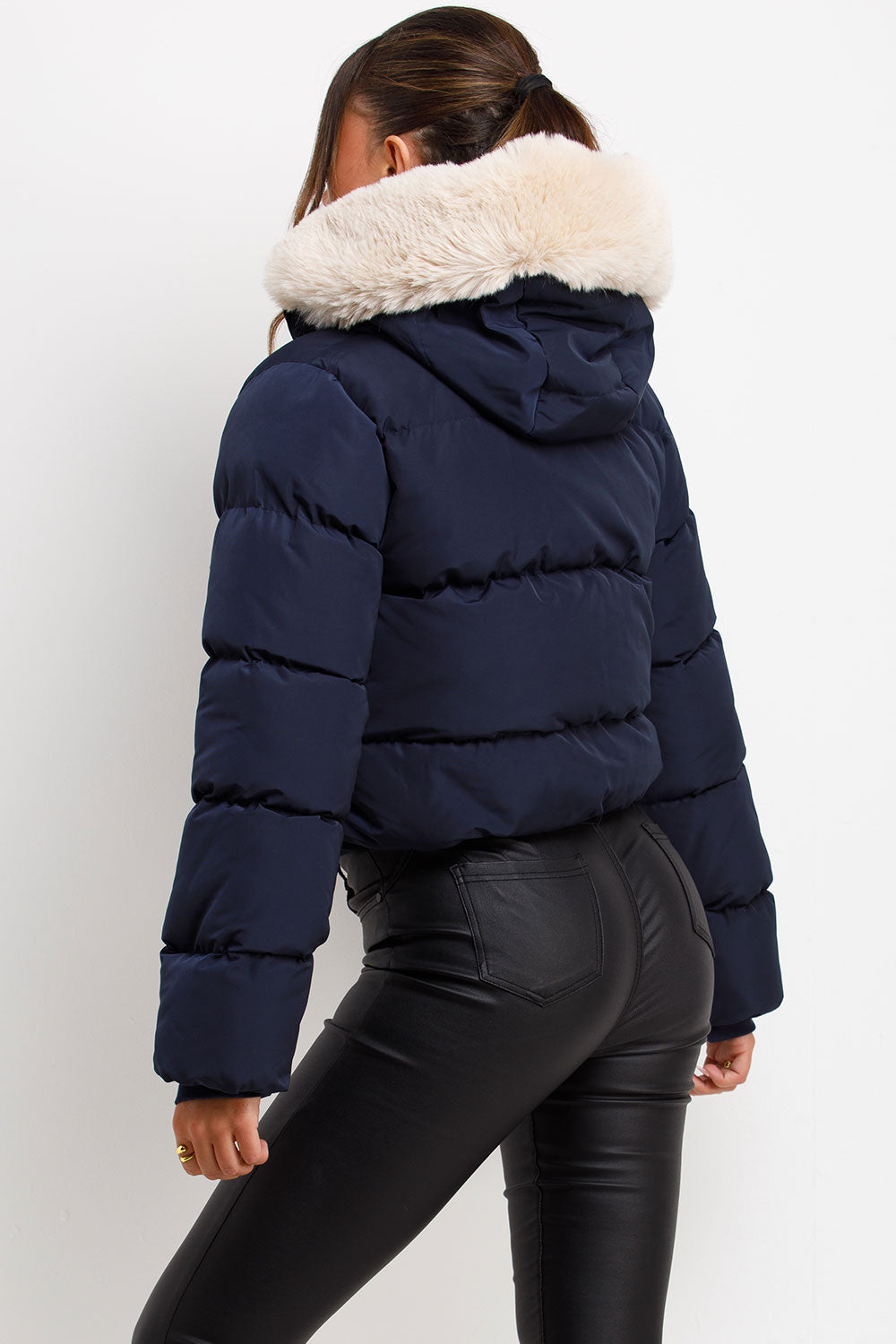 Nadia | Women's puffer jacket with faux fur hood