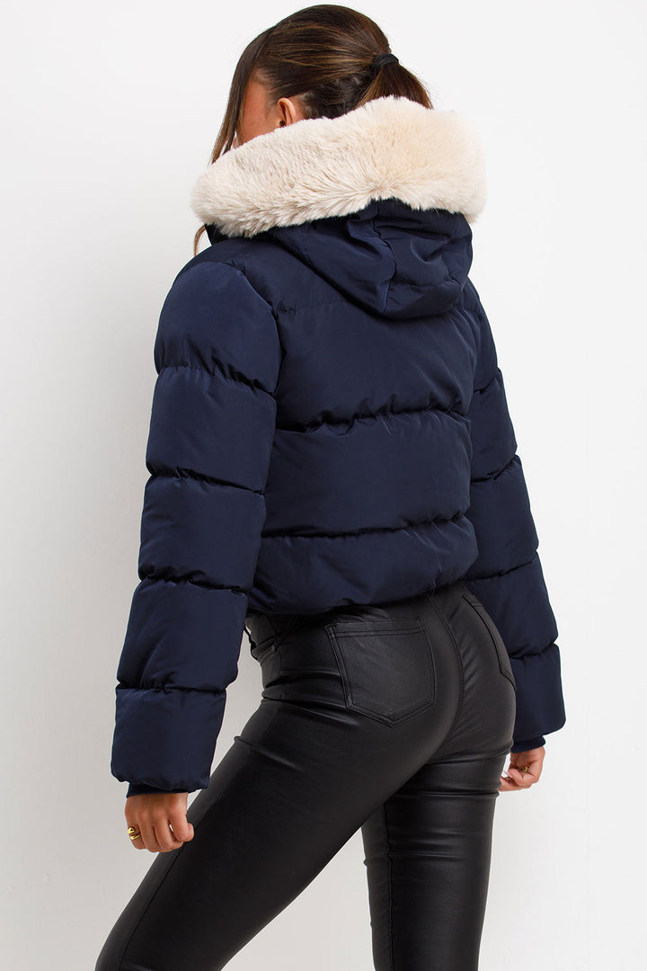Nadia | Women's puffer jacket with faux fur hood