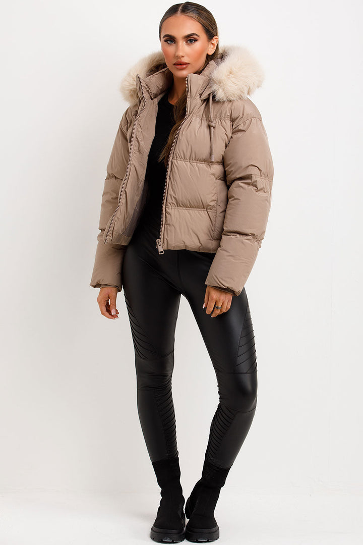 Zephy | Women’s puffer jacket with faux fur hood